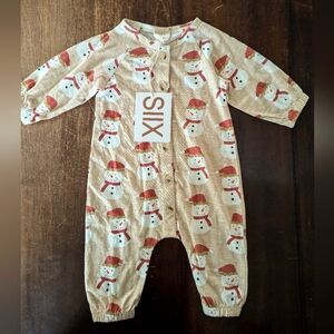 Organic Cotton Snowman Sleeper 6-12 Months NWT